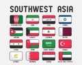 Southwest Asia flags set