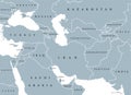 Southwest Asia gray political map