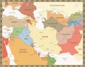 Southwest Asia Map Retro Color