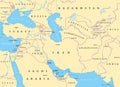 Southwest Asia political map Royalty Free Stock Photo