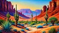 Southwest desert saguaro cactus evening sunset peaceful color Royalty Free Stock Photo