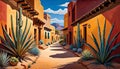 Southwest desert spanish neighborhood narrow road path stucco home