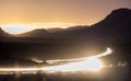 Southwest Landscape Red Rock Hills Downtown Las Vegas at night Royalty Free Stock Photo