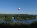 Southwest Missouri lake with hot air balloon Royalty Free Stock Photo