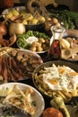 Soutzouki, pastourmas,eggs and meat balls Royalty Free Stock Photo