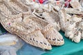 Souvenir bast shoes woven from bast Royalty Free Stock Photo