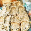 Souvenir bast shoes woven from bast Royalty Free Stock Photo