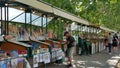 Souvenir and bookstalls near Castel Sant'Angelo in Rome - 4K, Pan, Handheld, Editorial