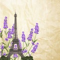 Souvenir card with eiffel tower. Royalty Free Stock Photo