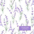 Souvenir card with lavender flowers. Royalty Free Stock Photo