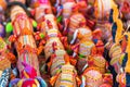 Souvenir fabric elephants on the market in Luang Prabang, Laos. Close-up. Royalty Free Stock Photo