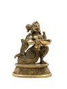 a souvenir gold statue of a goddess holding and offering a bowl of holy water