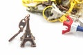 Souvenir key chain of mini eiffel tower Tour Eiffel. Royalty Free Stock Photo