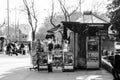 Souvenir kiosk in Plaza de Cibeles in Madrid Spain