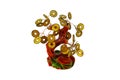 Souvenir mascot money tree with coins on the branches