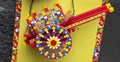 Souvenir . Ornate colorful traditional Sicilian cart in Syracuse, Sicily, Italy