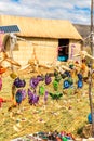 Souvenir from reed on Floating islands Titicaca lake, Peru