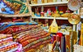 In souvenir shop of Al Souk al Kabir Old Market in Dubai, UAE Royalty Free Stock Photo