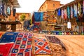 Souvenir shop in the open air in Kasbah Ait Ben Haddou near Ouarzazate in the Atlas Mountains of Morocco. Artistic picture. Beaut Royalty Free Stock Photo