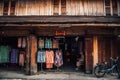 Souvenir shop on a walking street on the bank of the Mekong River, Chiang Khan, Loei Province