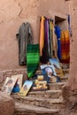 Souvenir shops at Ait Ben Haddou ksar Morocco, a Unesco World Heritage site Royalty Free Stock Photo