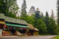 Souvenir shops on the Bicaz Gorge road in Romania, is one of the most spectacular drives in country, location in Carpathian
