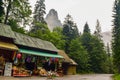 Souvenir shops on the Bicaz Gorge road in Romania, is one of the most spectacular drives in country, location in Carpathian