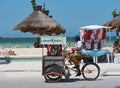 Souvenir stalls on the beach promenade of Progreso, Yucatan, Mexico