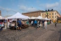 Souvenir stand at Kauppatori Market Square in Helsinki Royalty Free Stock Photo