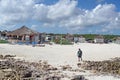 Souvenir stands on a beach in Cozumel