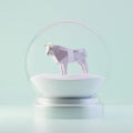 A souvenir Transparent Snow Globe with polygonal Bull