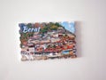 Souvenir Travel magnet on white metal board background - Berat Albania