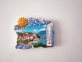 Souvenir Travel magnet on white metal board background - Neum, Bosnia and Herzegovina