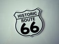 Souvenir Travel magnet on white metal board background - historic route 66, USA