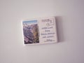Souvenir Travel magnet on white metal board background - Stelvio Pass, Italy