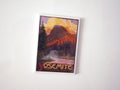 Souvenir Travel magnet on white metal board background - Yosamite National Park, California, USA