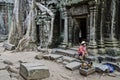 Souvenir trinket stall vendor in angkor wat famous temple cambod