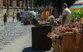 Souvenire street market corner at old Riga Royalty Free Stock Photo