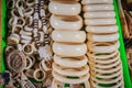 Souvenirs and amulets carved from Ivory for sale at Thai-Cambodia border market.