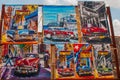 Souvenirs from Cuba. Cuban paintings with cars and houses