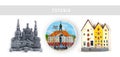 Souvenirs magnets from  Estonia Tallinn and Tartu city isolated on white background Royalty Free Stock Photo