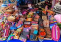 Souvenirs in Peruvian market Royalty Free Stock Photo