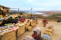 Souvenirs in a shop in a Moroccon landscape