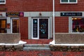 Salem, USA- March 03, 2019: Souvenirs shop window downtown of Salem in Essex county Massachusettes state of USA