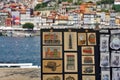 Souvenirs and postcards of picturesque houses on the Douro in Porto