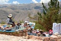 Souvenirs vendor at Saqsaywaman inca site. Cusco. Peru Royalty Free Stock Photo