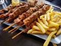 Souvlaki greek etnic food mear roasted in a plate Royalty Free Stock Photo