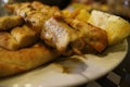 Souvlaki kalamaki with crispy potatoes and lemon