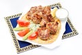 Souvlaki, kebab, grilled meat on pita bread with Royalty Free Stock Photo