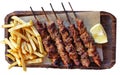 Souvlaki potatoes lemon meat roasted traditional in greece